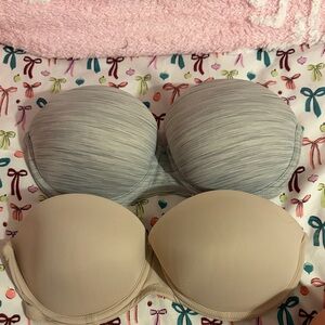 Seamless Strapless Bra Set - Gray and nude Victoria secret PINK bras